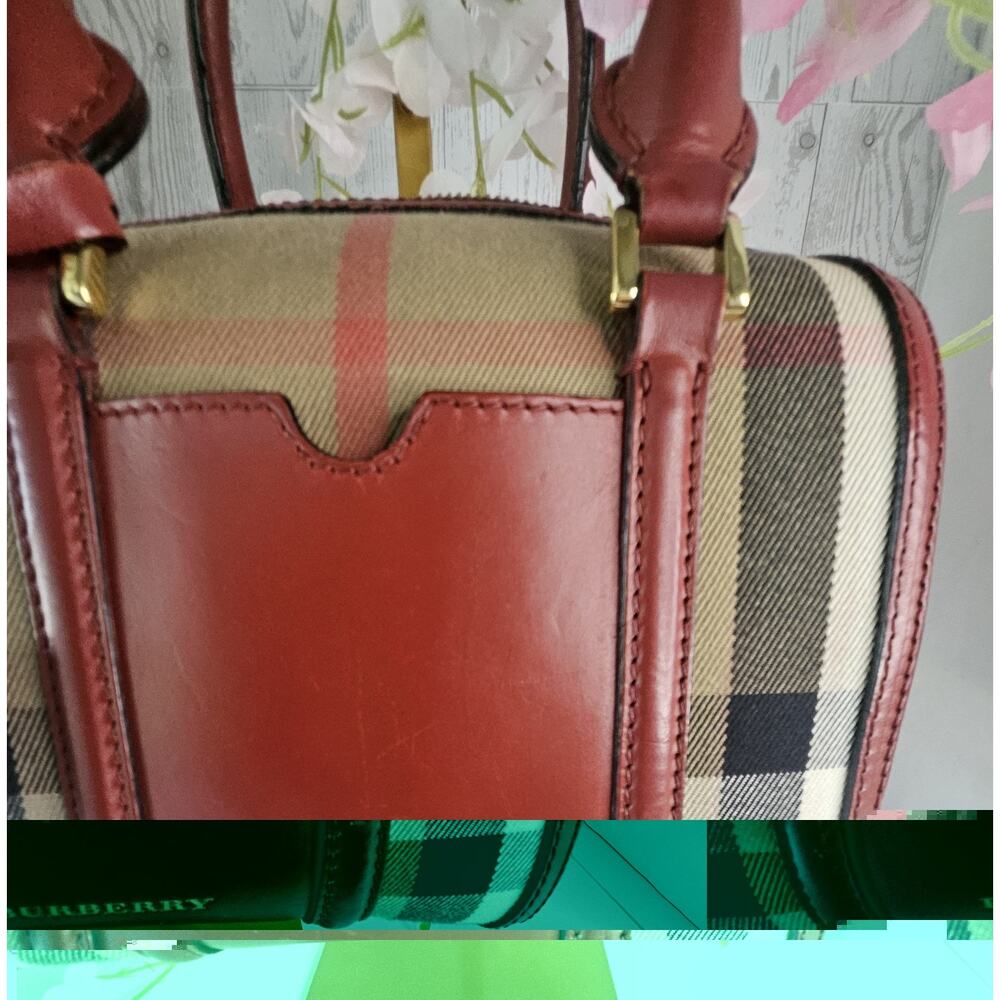 BURBERRY House Check Bridle 100 % Calfskin Medium Alchester Bowling Bag Italy - Picture 8 of 16